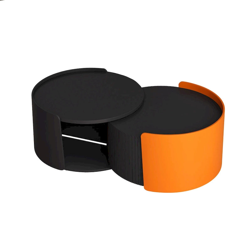 Tables basses gigognes, tables gigognes rondes et tables d'appoint pour petits espaces, tables d'appoint modernes avec plateau coulissant extensible