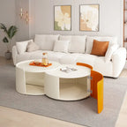 Tables basses gigognes, tables gigognes rondes et tables d'appoint pour petits espaces, tables d'appoint modernes avec plateau coulissant extensible