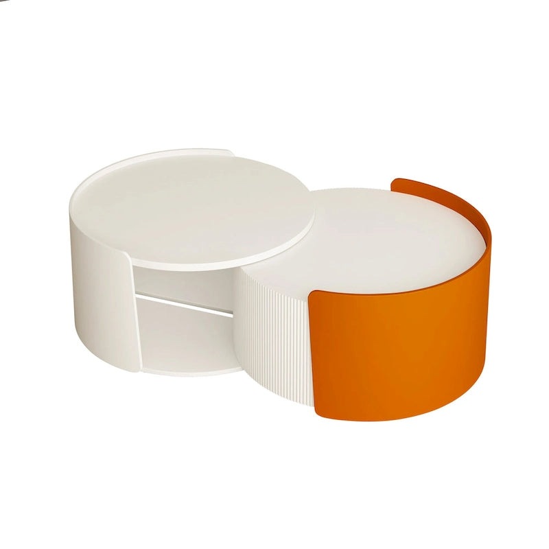 Tables basses gigognes, tables gigognes rondes et tables d'appoint pour petits espaces, tables d'appoint modernes avec plateau coulissant extensible